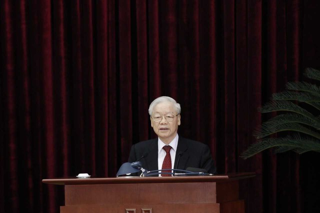 ​​​​​​​Tổng Bí thư Nguyễn Phú Trọng phát biểu bế mạc Hội nghị Trung ương 8 khoá XIII - Ảnh: VGP/Nhật Bắc